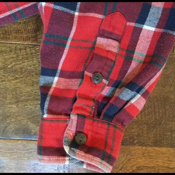 Abercrombie thick flannel red plaid shirt - Picture 6 of 7